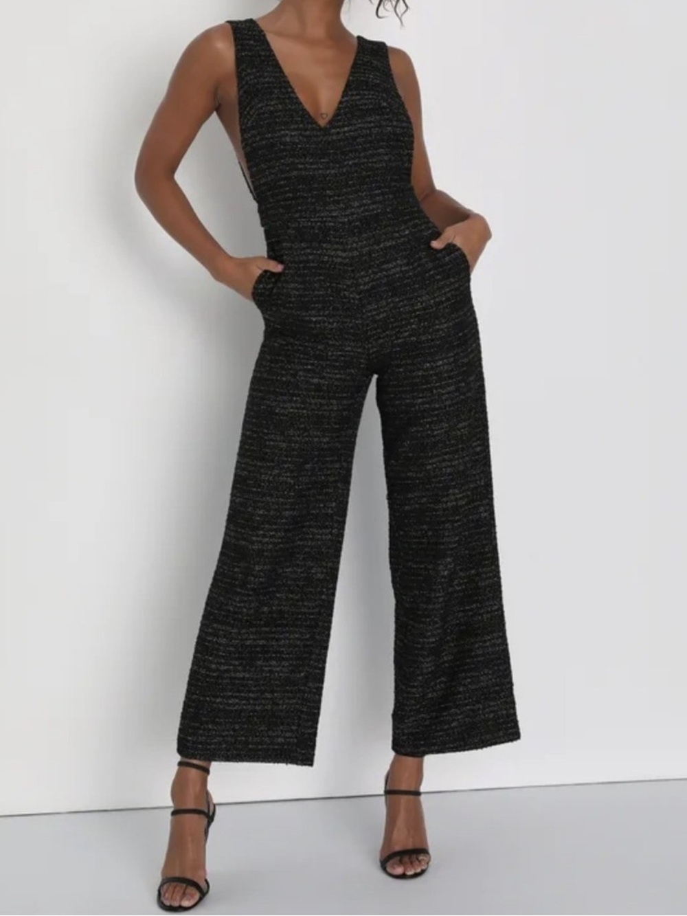 Lulu's NWT Boucle Jumpsuit with sparkly thread
